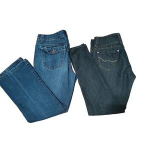 EUC Lot Of 2 Womens Size 11/12 Blue Bootcut Denim & Black Denim Skinny Jeans